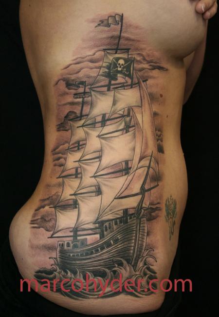pirate clipper ship by marco hyder tattoonow pirate clipper ship by marco hyder tattoonow