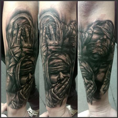 speak no evil. see no evil. hear no evil Tattoo Design Thumbnail