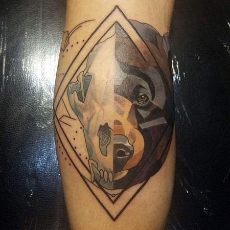 Tattoos - Geometric Bear Skull - 128306