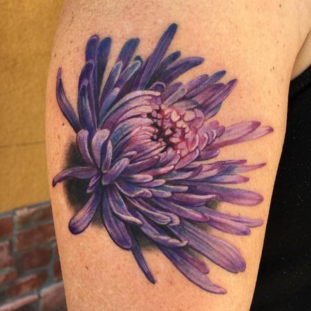 Tattoos - Color Chrysanthemum Tattoo - 128305