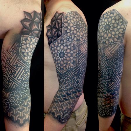 Rebecca Smith (Beccadoodletattoos)  - Geometric pattern sleeve 