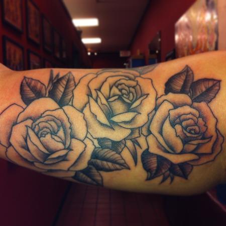 Tattoos - Black and Grey Roses - 74262