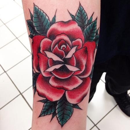 Tattoos - Red traditional Rose  - 100647