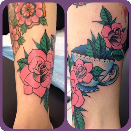 Tattoos - Tea cup roses  - 100650