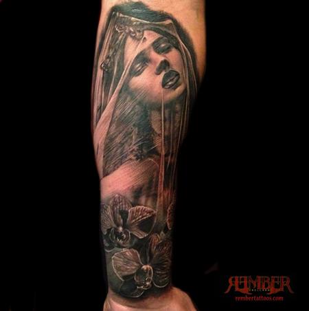 Rember, Dark Age Tattoo Studio - veiled woman