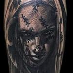 Tattoos - Black and grey veiled lady - 111937