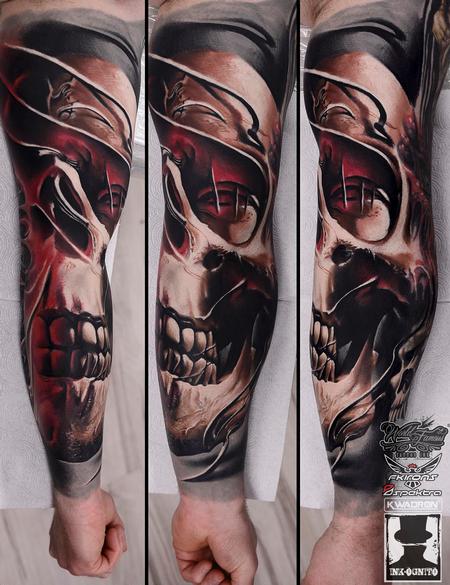 Tattoos - Skull Mask Color Arm Tattoo - 116181