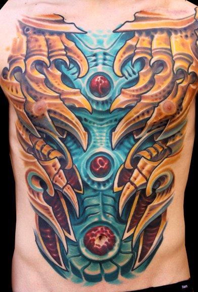 Tattoos - Bio Mechanical Chest Tattoo - 65481