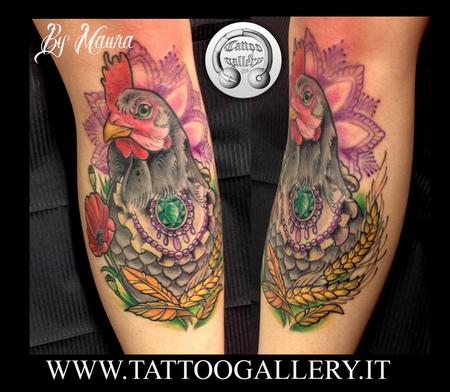 The Gallery Of Tattoo : Tattoos : Body Part Leg : Tattoo Pollastrella , chicken  tattoo