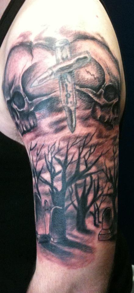 trees n grave Tattoo Thumbnail