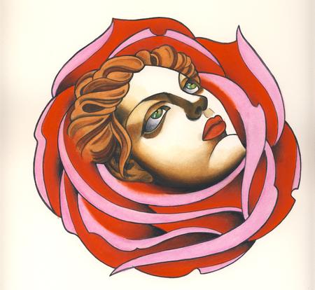 Tattoos - a face in a rose - 62839
