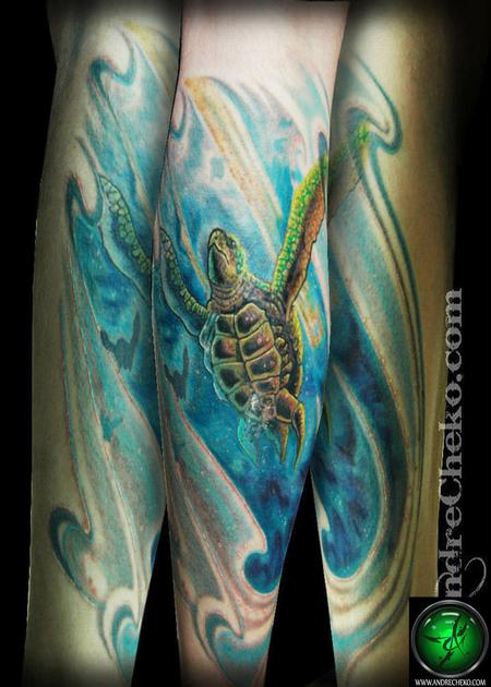 Tattoos - Sea Turtle Leg tattoo - 69394