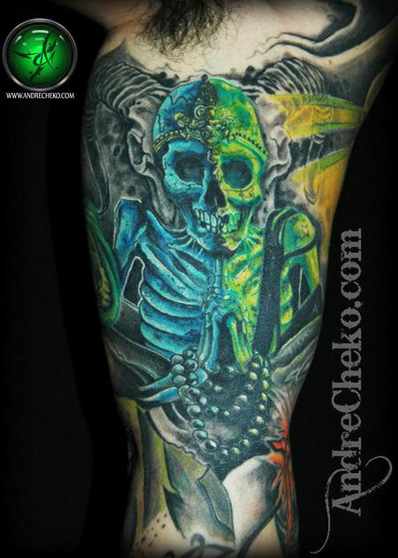 Tattoos - Glowing dead skeleton tattoo - 69396