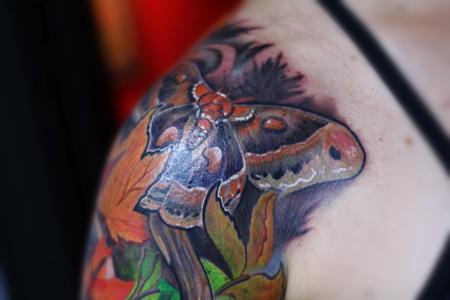 Tattoos - Autumn wild moths color tattoo close up - 87124
