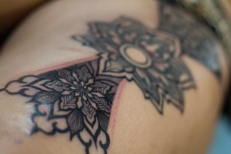 Tattoos - mandala ornamental leg tattoo - 133127