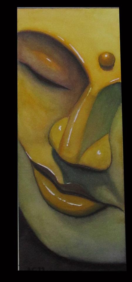 Tattoos - Buddah watercolor and mixed media painting - 75196