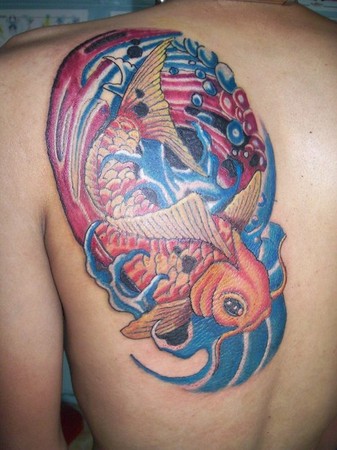 Koi fish tattoo large back tattoo