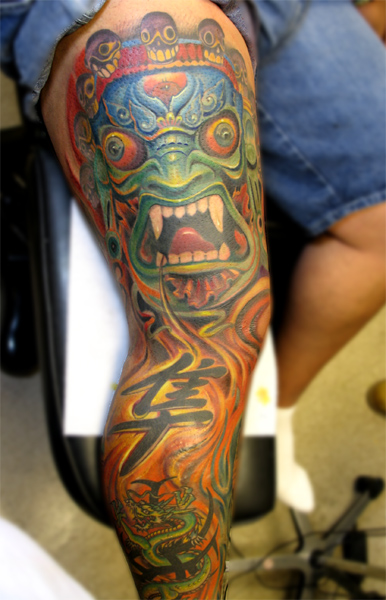 Tattoos Dark Skin Tattoos Oriental Leg Click To View Large Image