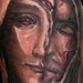 tattoo galleries/ - Black and grey half jesus half mary. - 27560