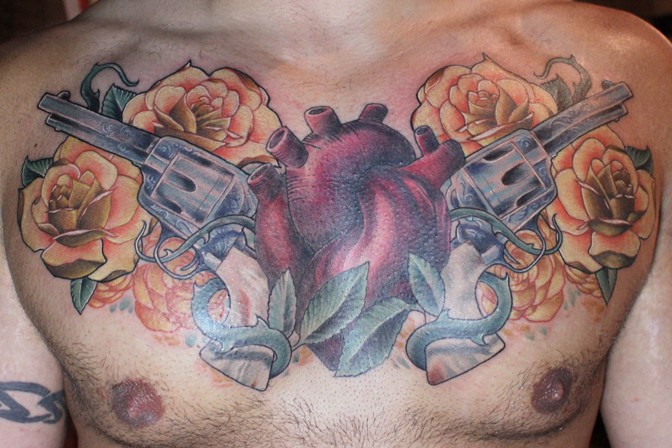 Rose and Gun Tattoo by