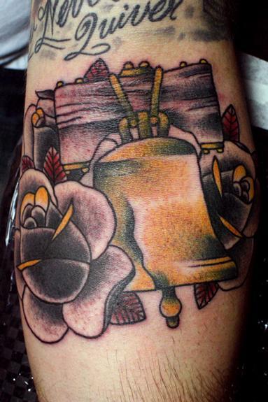 Looking for unique Tim Pangburn Tattoos?  Liberty Bell and Roses
