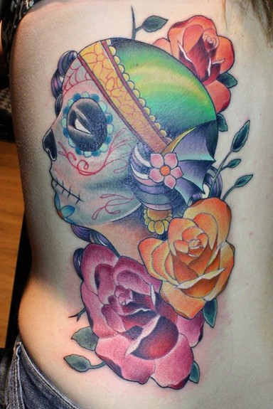 day of the dead tattoos for women. day of the dead art tattoos.