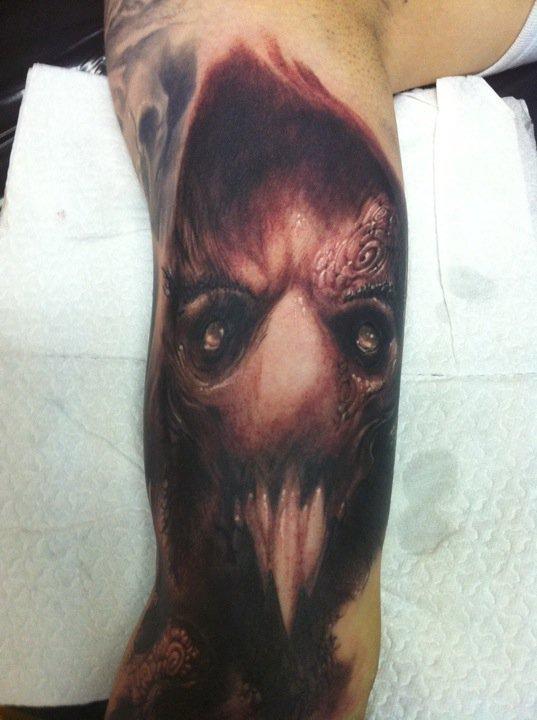 evil face tattoo by tommy lee wendtner tattoonow evil face tattoo by tommy lee wendtner tattoonow