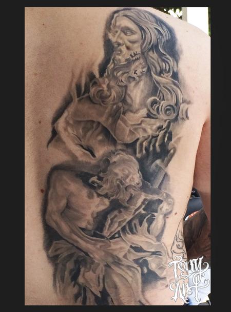 Tattoos - religious back piece