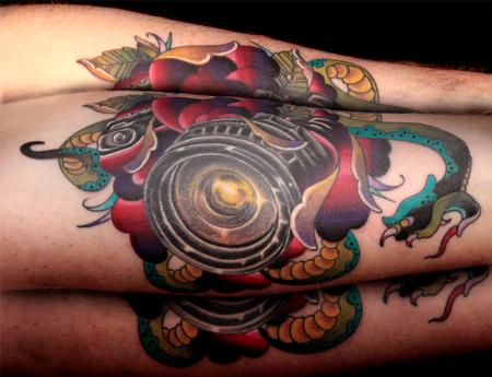 best security camera placement on Travis Litke - SLR Camera Rose Snake Morph C-C-C-Combo Tattoo