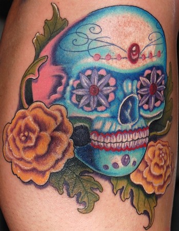 Trent Edwards Surrealskin Tattoos Custom sugar skull