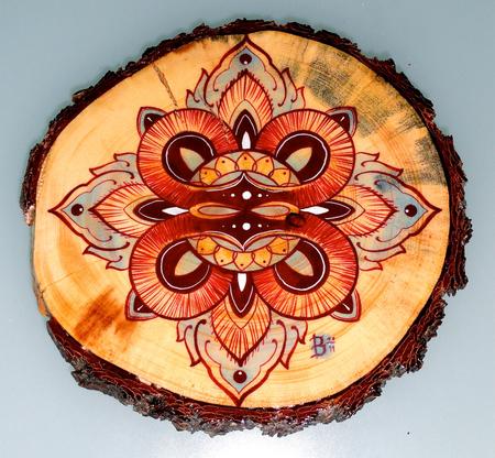 Tattoos - mandala on wood - 65399