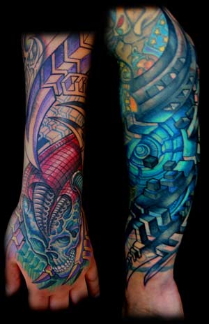 skull sleeve tattoos. Technological Skull Sleeve