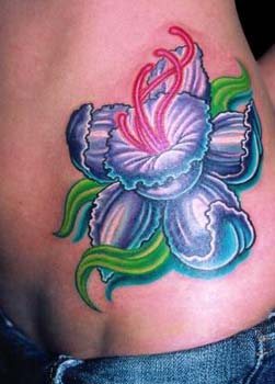 Tattoos - Exotic Flower on Hip - 14449