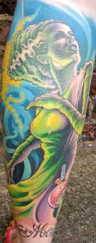 Tattoos - Bez - Bride of Frankenstein Sleeve Tattoo