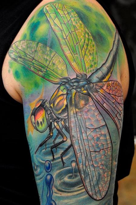 Dragonfly half sleeve tattoo