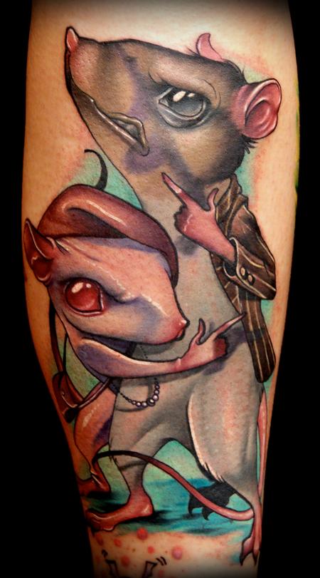 Kelly Doty - Bonnie and Clyde Rats tattoo