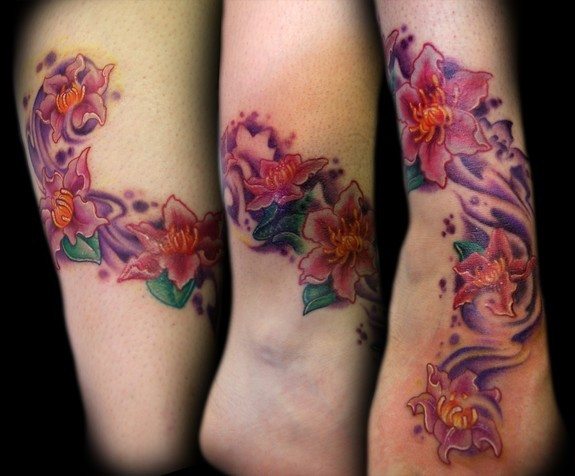 flower tattoos ankle