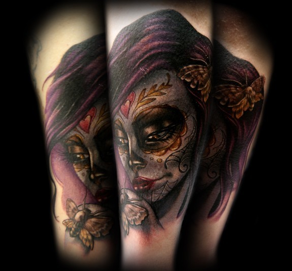 Kelly Doty - Day of the Dead Moth Girl tattoo
