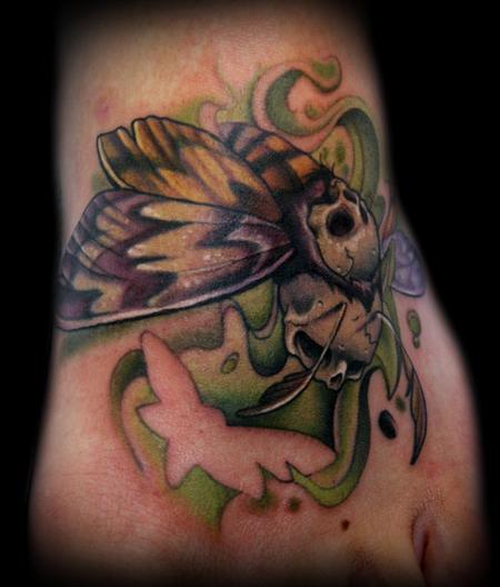 Kelly Doty - Double Deaths Head Moth tattoo