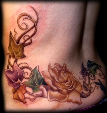 Kelly Doty - Finished Gardenia and Ivy tattoo