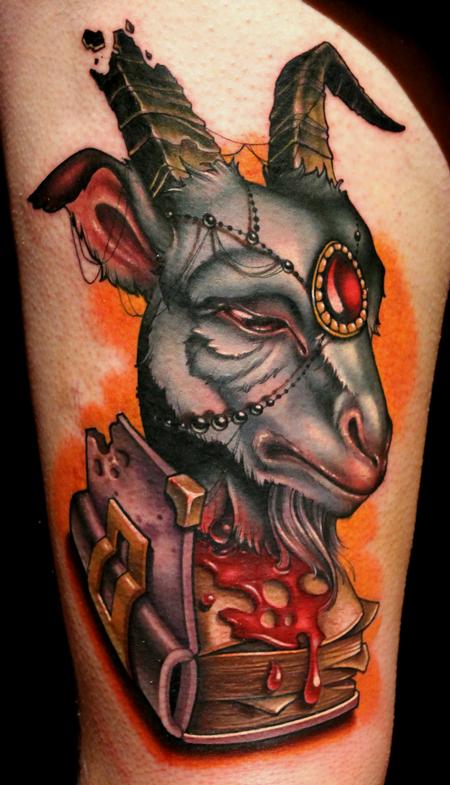 Kelly Doty - A Book About Goats tattoo (collab with Timmy B)