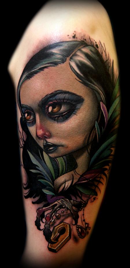 Kelly Doty - Spooky Raven Lady tattoo