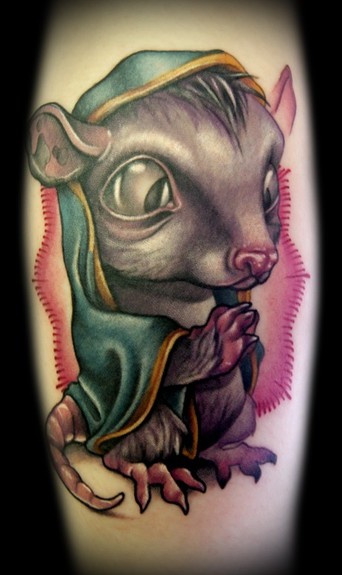 Kelly Doty - Heidi the Cross-Eyed Opossum tattoo