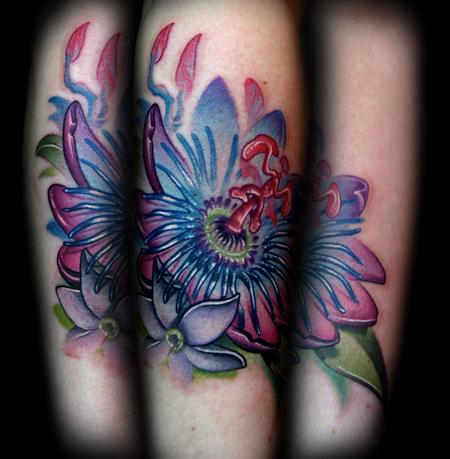 Kelly Doty - Jasmine and Passion Flower tattoo