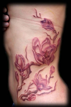 Kelly Doty - Pink Magnolia Branch tattoo