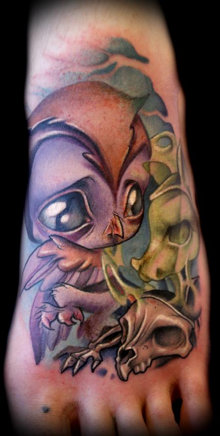 Kelly Doty - Owl and Ghost Mouse tattoo