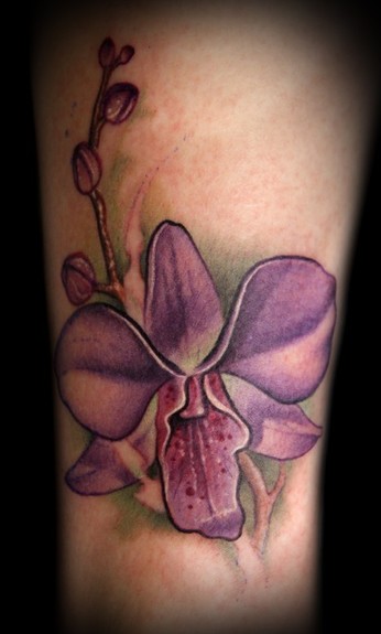 Tattoos Realistic tattoos Purple Orchid tattoo