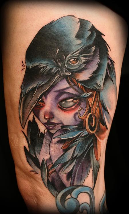 Kelly Doty - Crow Lady tattoo