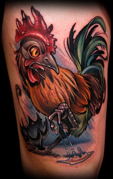 Kelly Doty - Rooster in the Rain tattoo