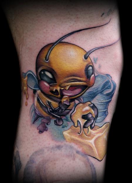 Kelly Doty - Happy Bee Eating Butter tattoo